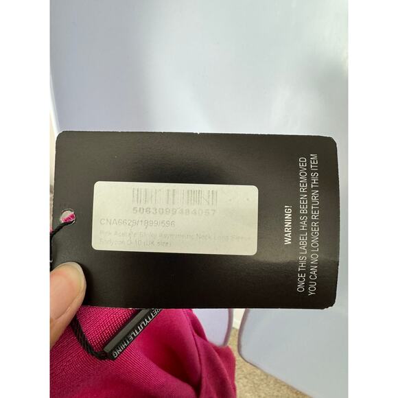 NWT PrettyLittleThing Hot Pink One Shoulder Mini Dress Size 6 - Picture 9 of 10